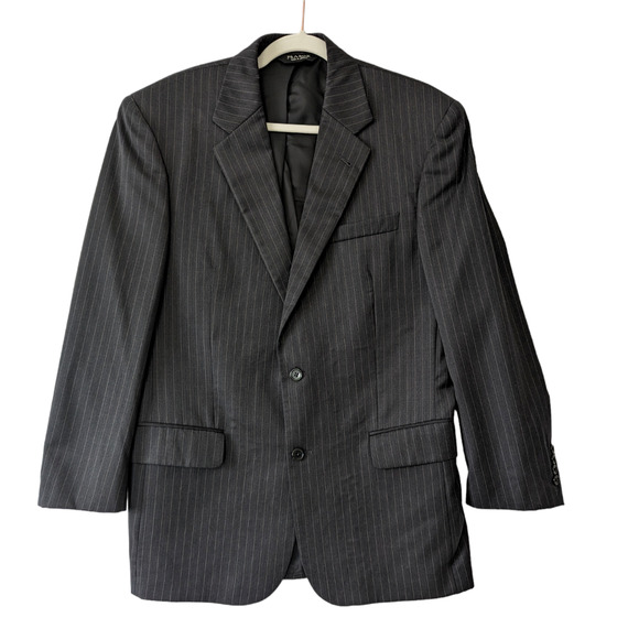 JoS A Bank 100% Wool‎ Charcoal Pinstripe Blazer Sport Coat Jacket Mens Size 40R - Picture 1 of 12